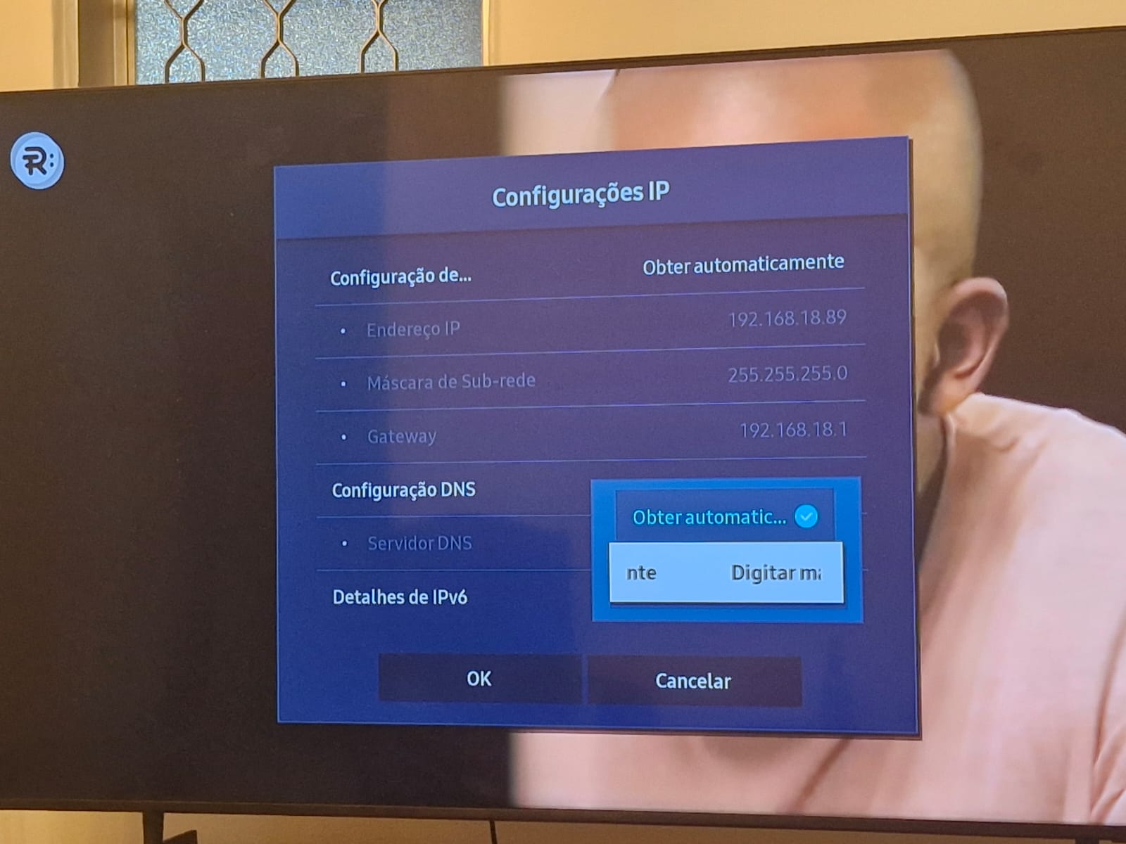Digitar Manualmente DNS Samsung